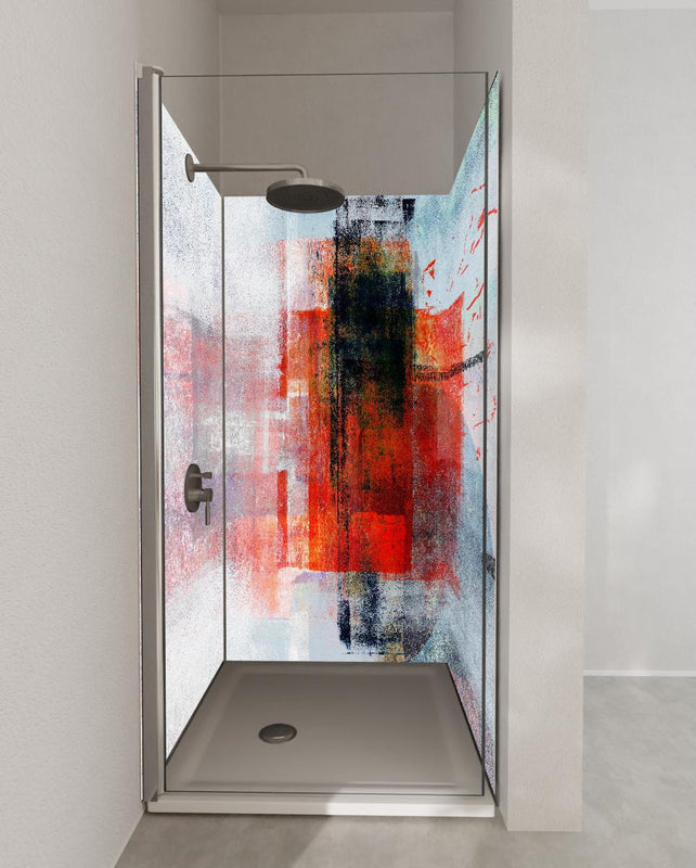 Duschrückwand - Abstrakte Kunst Rot Grau Textur
