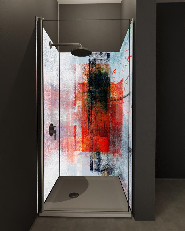 Duschrückwand - Abstrakte Kunst Rot Grau Textur