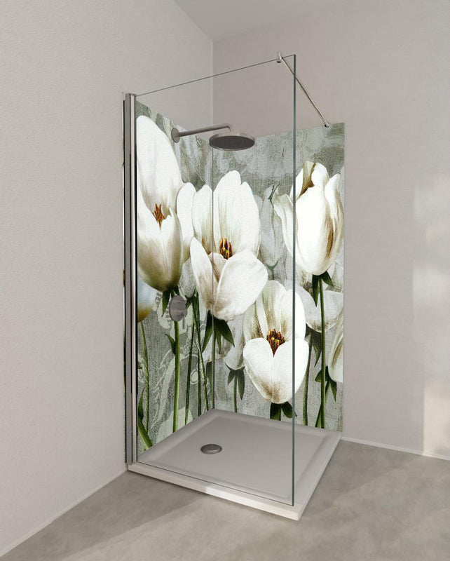 Duschrückwand - Abstraktes Blumen Tapetendesign