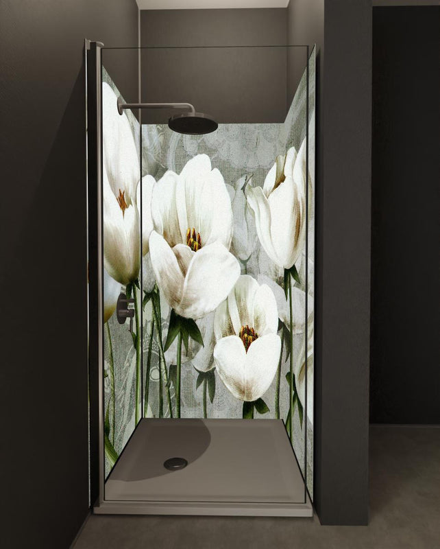 Duschrückwand - Abstraktes Blumen Tapetendesign