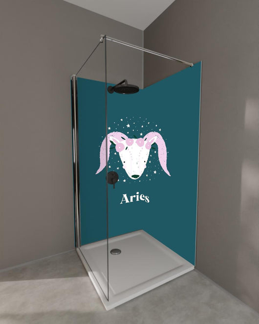 Duschrückwand - Astrales Aries Sternbild in Türkistönen