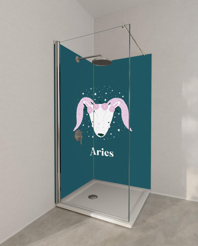 Duschrückwand - Astrales Aries Sternbild in Türkistönen