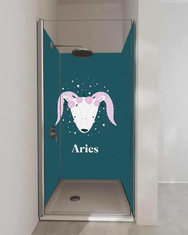 Duschrückwand - Astrales Aries Sternbild in Türkistönen