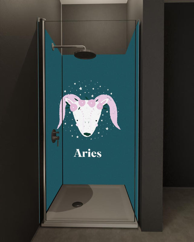 Duschrückwand - Astrales Aries Sternbild in Türkistönen