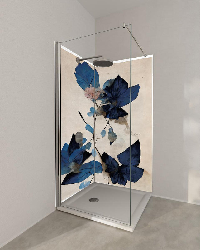 Duschrückwand - Blaue Blüten - Floral