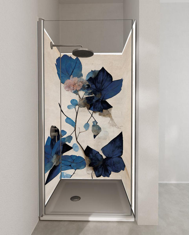 Duschrückwand - Blaue Blüten - Floral
