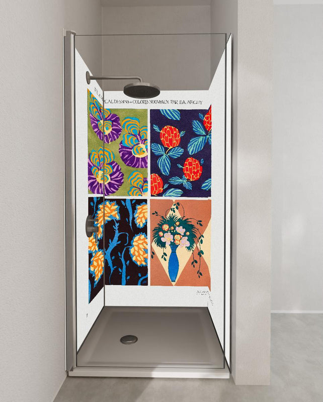 Duschrückwand - Bunte Blumenmuster