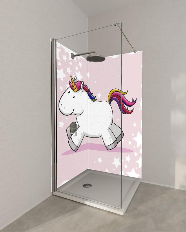 Duschrückwand - Buntes Einhorn Vektor für Kinder