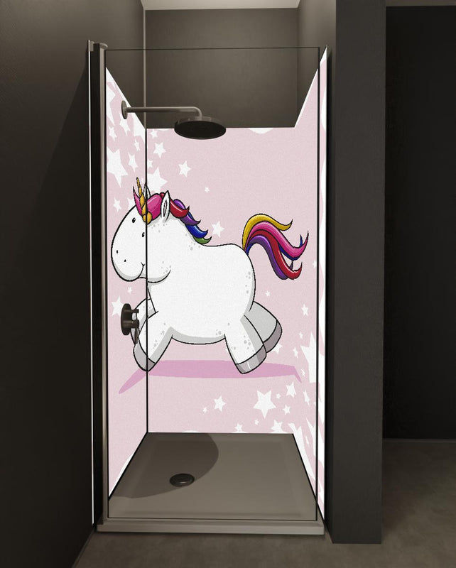 Duschrückwand - Buntes Einhorn Vektor für Kinder