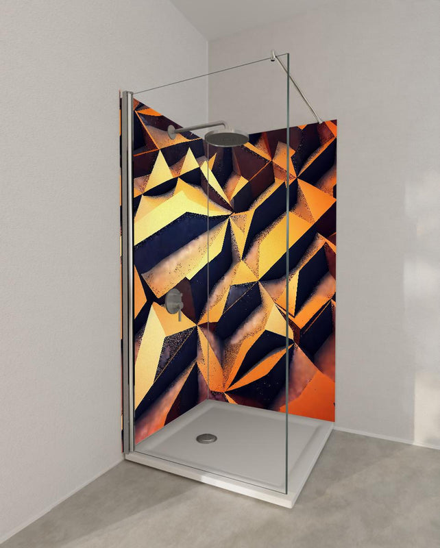 Duschrückwand - Digitales, goldenes Muster