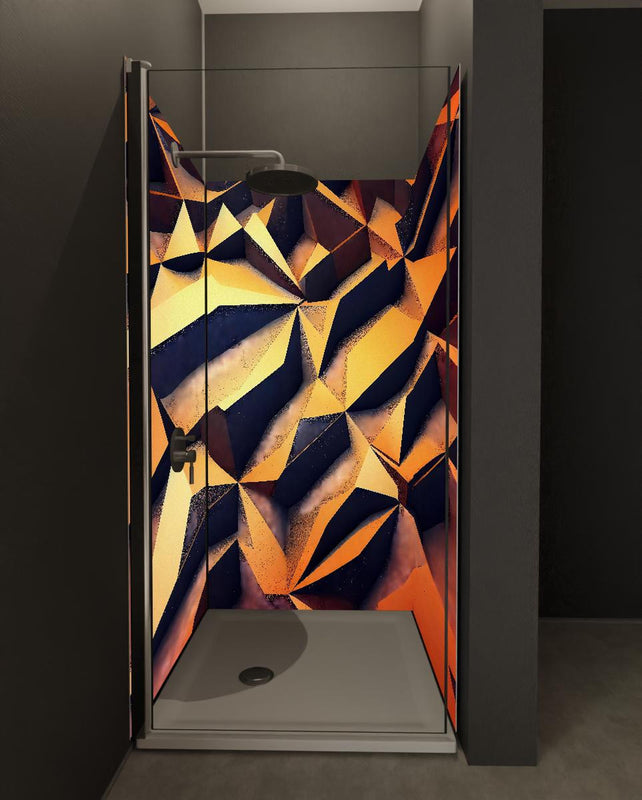 Duschrückwand - Digitales, goldenes Muster