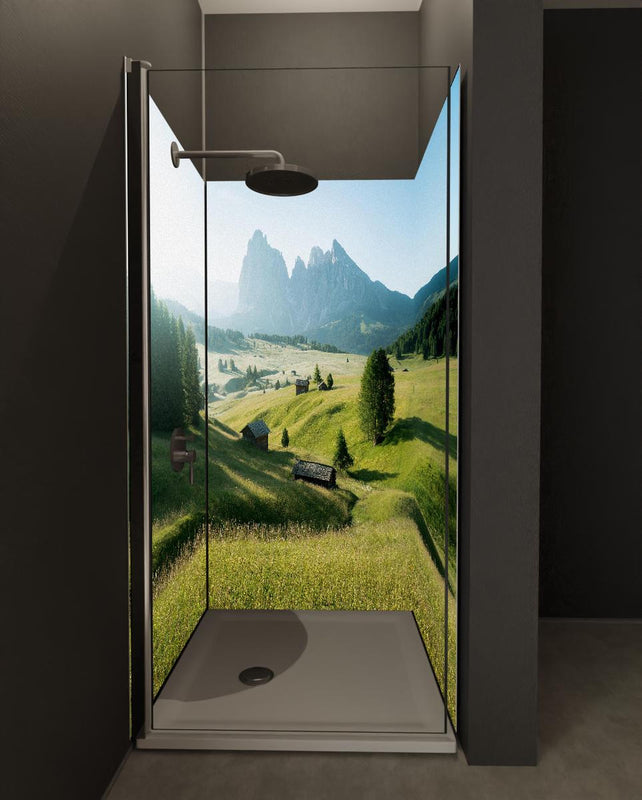 Duschrückwand - Dolomiten Berglandschaft auf der Seiser Alm