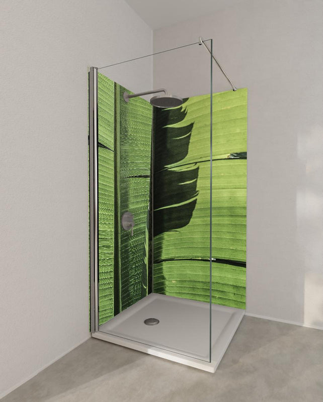 Duschrückwand - Exotisches grünes Palmenblatt-Design