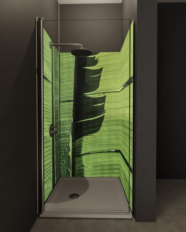 Duschrückwand - Exotisches grünes Palmenblatt-Design