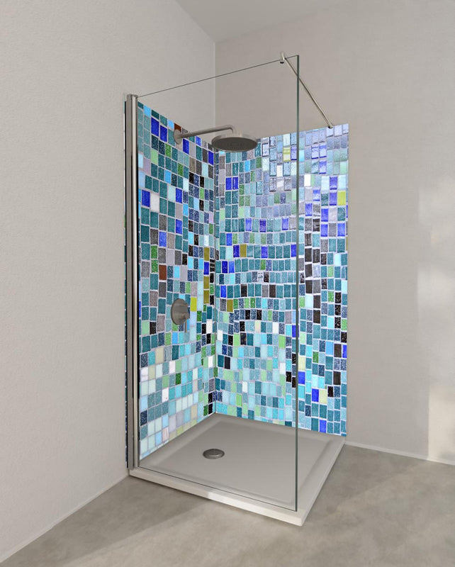 Duschrückwand - Farbenfrohes Mosaikfliesen Wanddesign