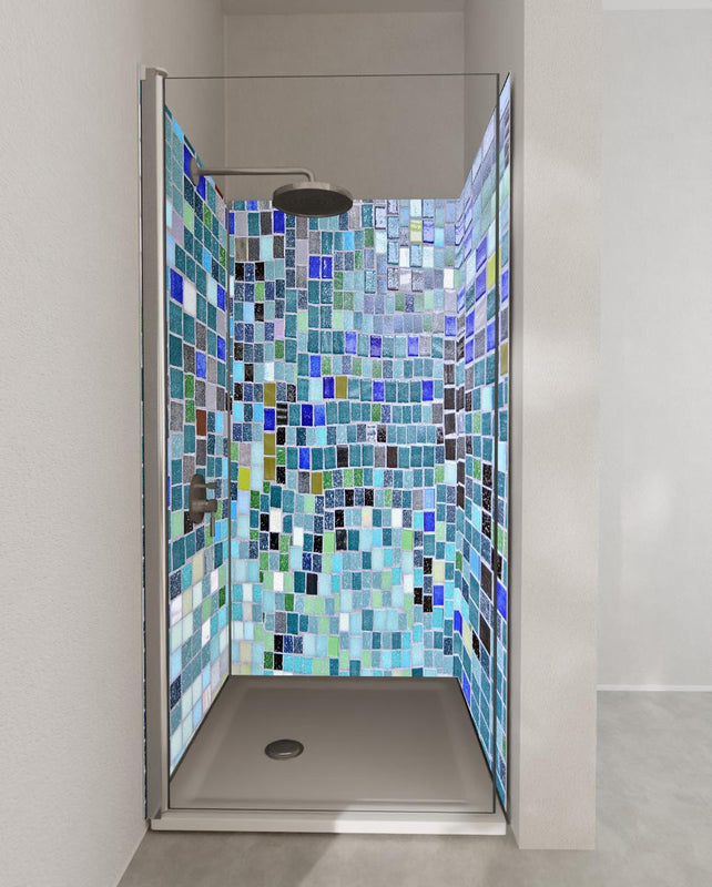 Duschrückwand - Farbenfrohes Mosaikfliesen Wanddesign