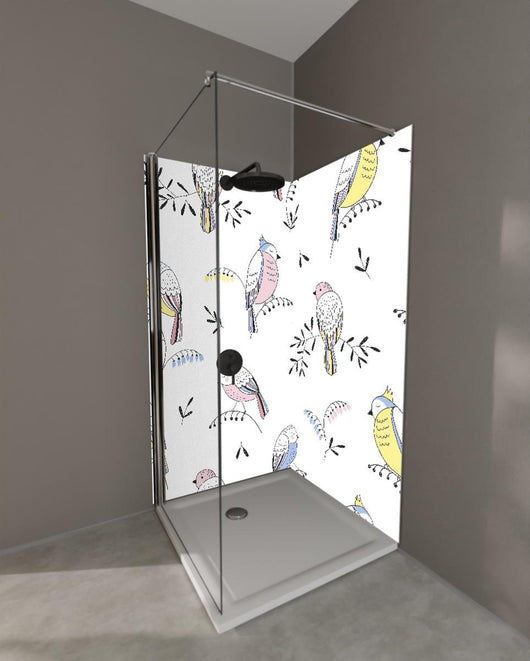 Duschrückwand - Farbenfrohes Vogel Muster Design Tapete