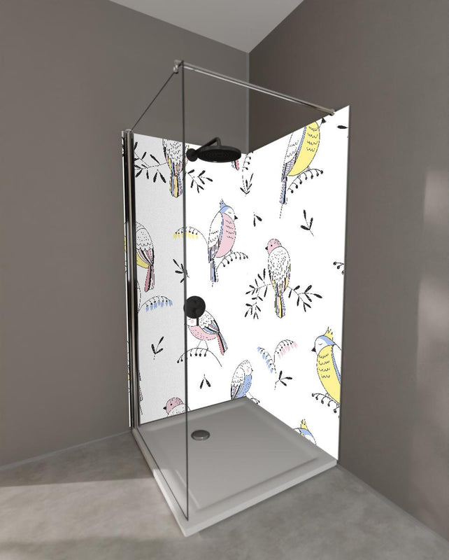 Duschrückwand - Farbenfrohes Vogel Muster Design Tapete