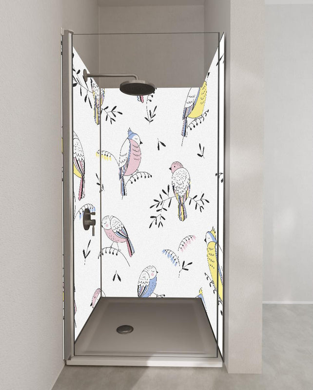 Duschrückwand - Farbenfrohes Vogel Muster Design Tapete