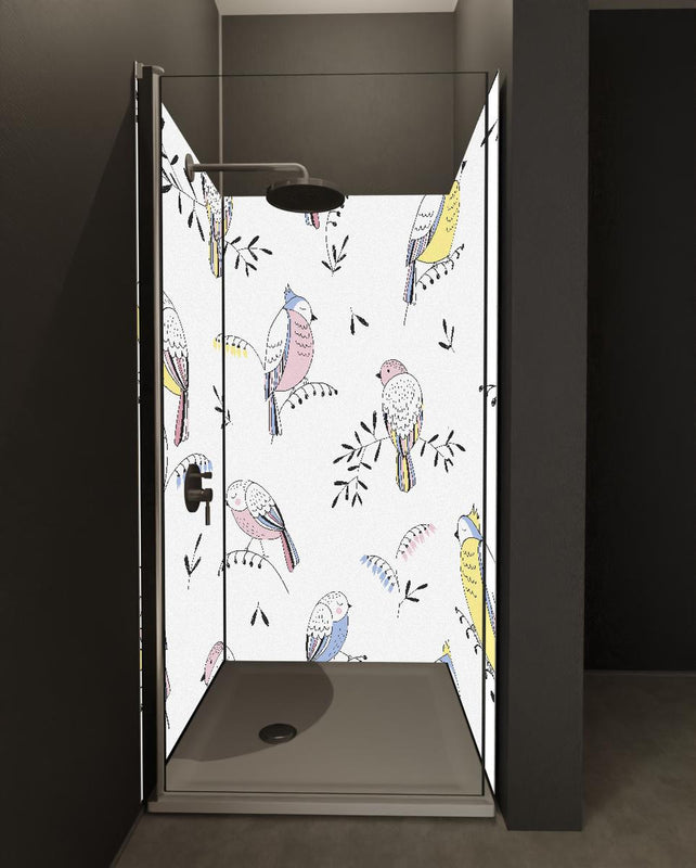 Duschrückwand - Farbenfrohes Vogel Muster Design Tapete