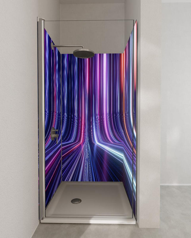Duschrückwand - Futuristisches Neon Design
