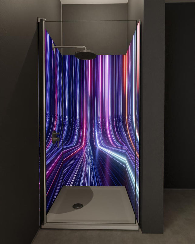 Duschrückwand - Futuristisches Neon Design