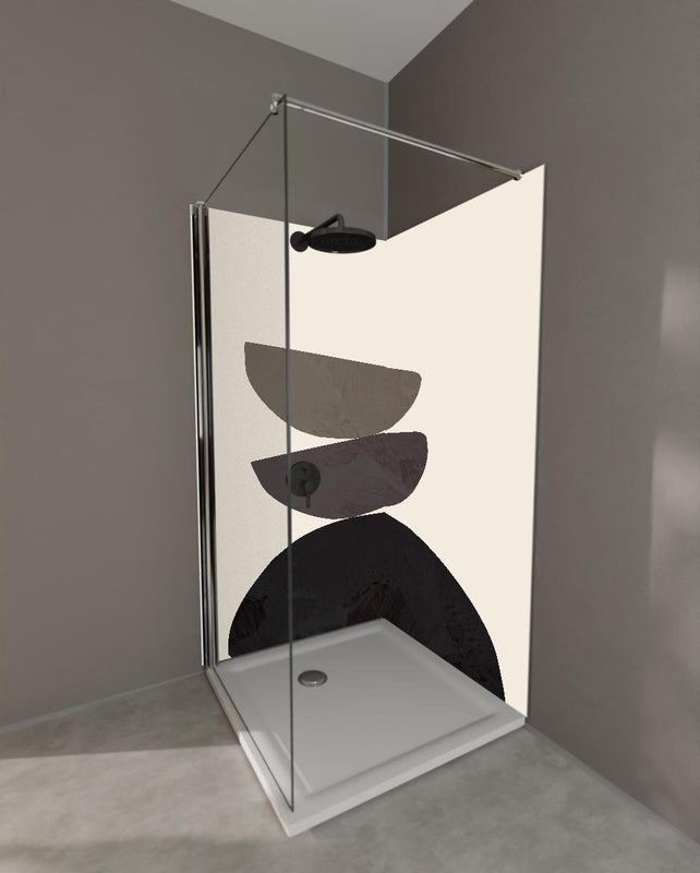 Duschrückwand - Geometrische Formen balancierend - Abstraktion