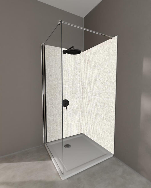 Duschrückwand - Hochwertige grau-beige Stofftextur für Design