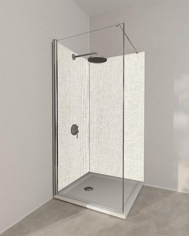 Duschrückwand - Hochwertige grau-beige Stofftextur für Design