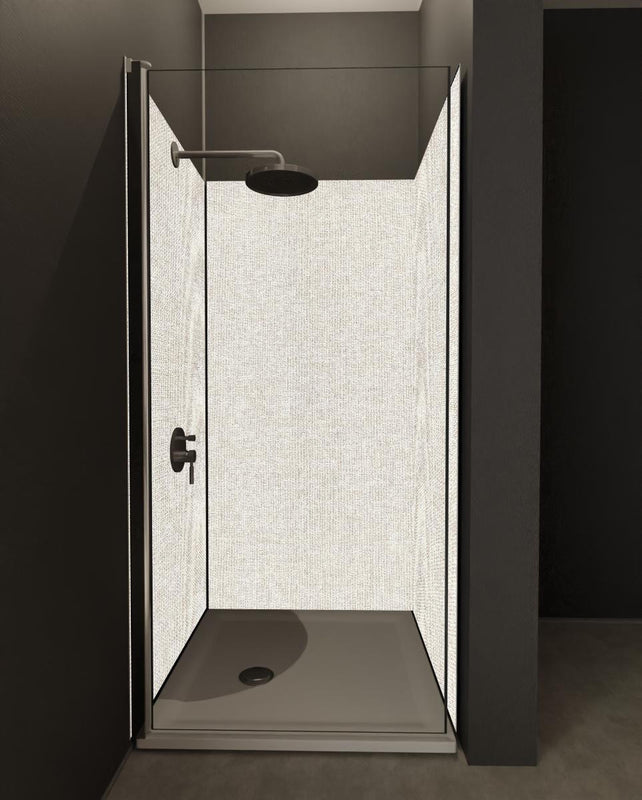 Duschrückwand - Hochwertige grau-beige Stofftextur für Design