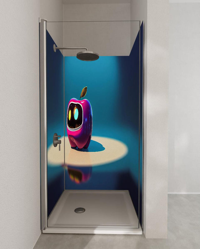 Duschrückwand - Kindermotiv - 3D Apfelroboter
