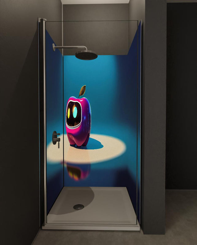 Duschrückwand - Kindermotiv - 3D Apfelroboter