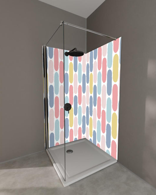 Duschrückwand - Lebhaftes Pastellrauten Design für moderne Deko