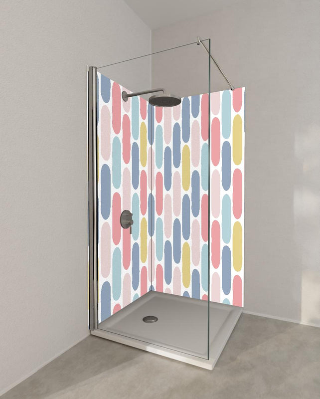 Duschrückwand - Lebhaftes Pastellrauten Design für moderne Deko