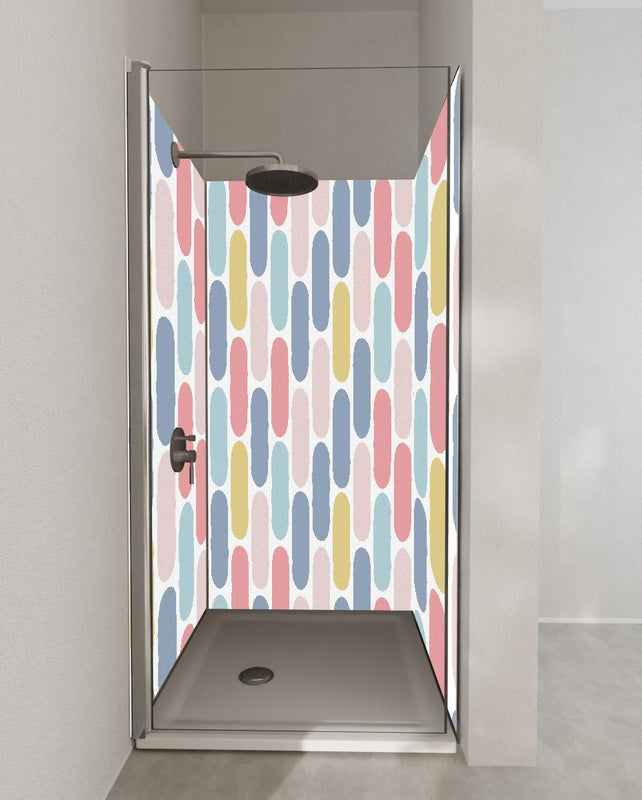 Duschrückwand - Lebhaftes Pastellrauten Design für moderne Deko