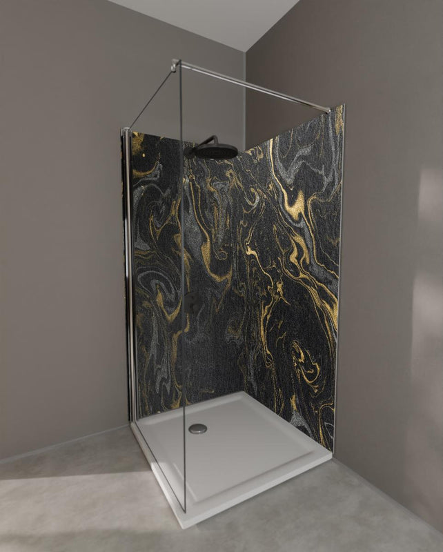 Duschrückwand - Marmor mit antikem goldenen und weißen Muster