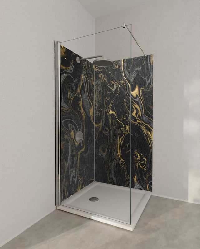 Duschrückwand - Marmor mit antikem goldenen und weißen Muster