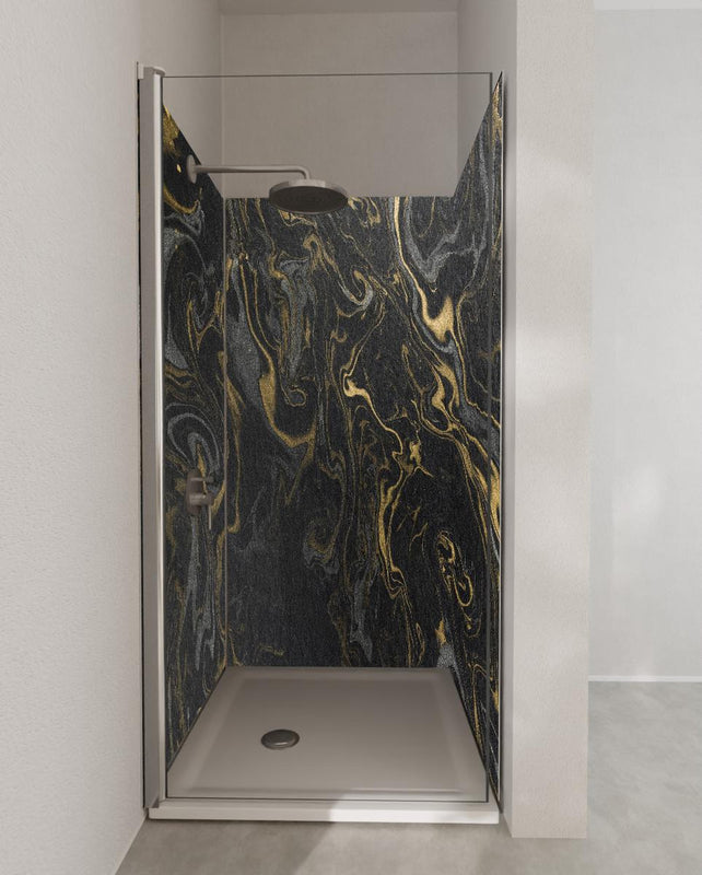 Duschrückwand - Marmor mit antikem goldenen und weißen Muster