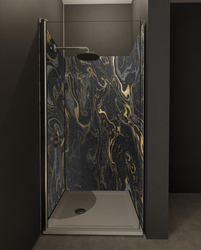 Duschrückwand - Marmor mit antikem goldenen und weißen Muster