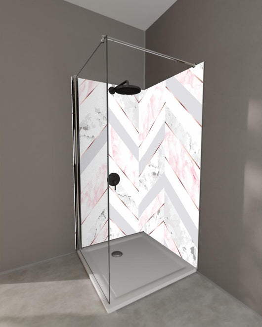Duschrückwand - Moderne Rosa-Weiße Marmortextur