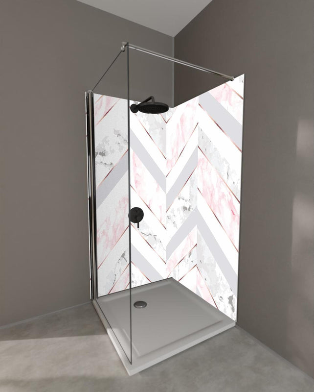 Duschrückwand - Moderne Rosa-Weiße Marmortextur