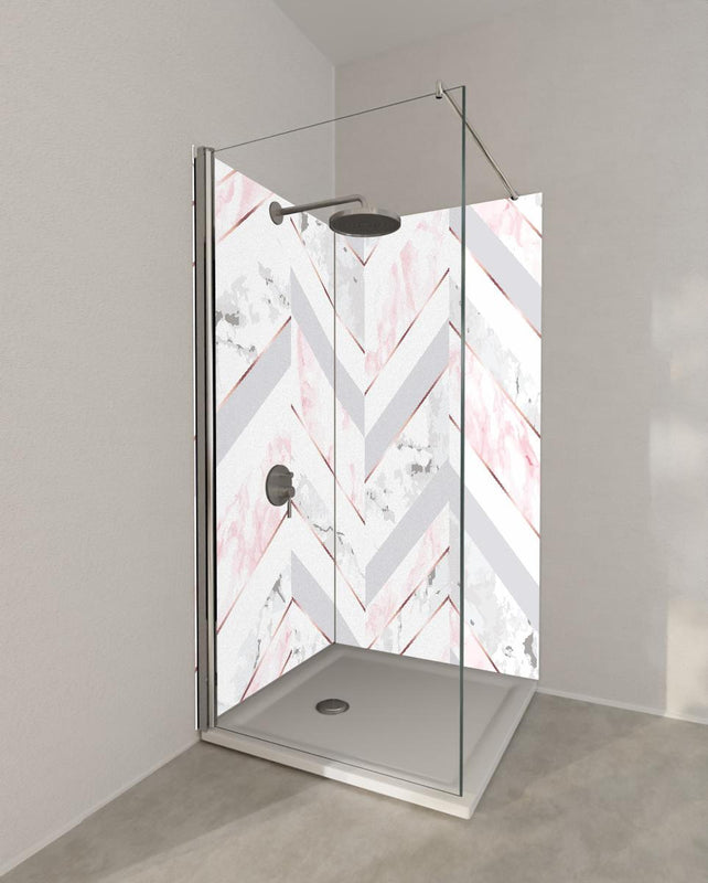 Duschrückwand - Moderne Rosa-Weiße Marmortextur