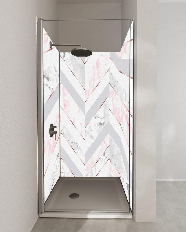 Duschrückwand - Moderne Rosa-Weiße Marmortextur