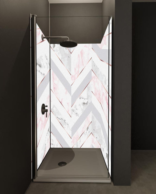 Duschrückwand - Moderne Rosa-Weiße Marmortextur