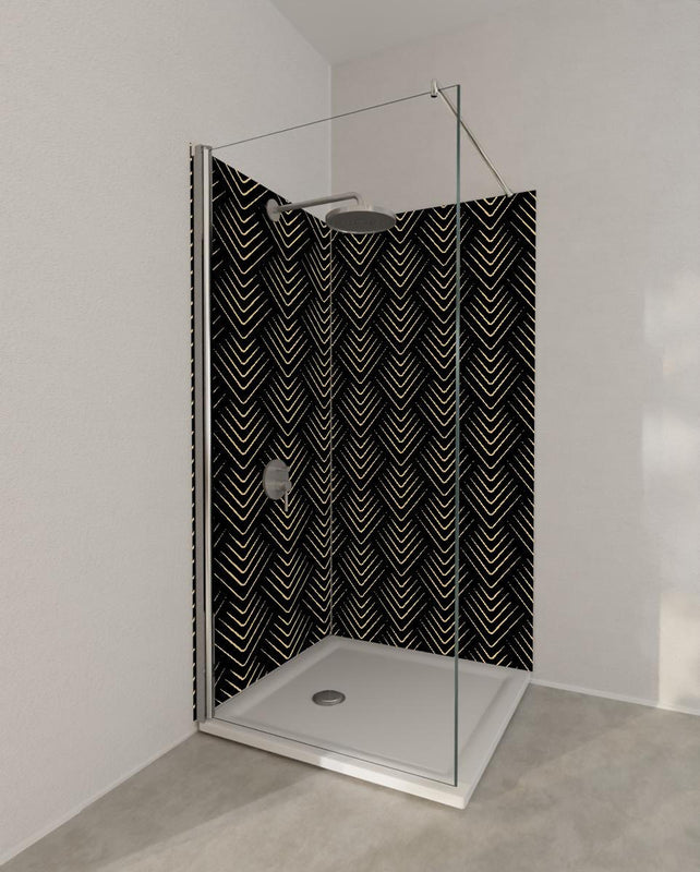 Duschrückwand - Modernes schwarzes V-Förmiges Linienmuster