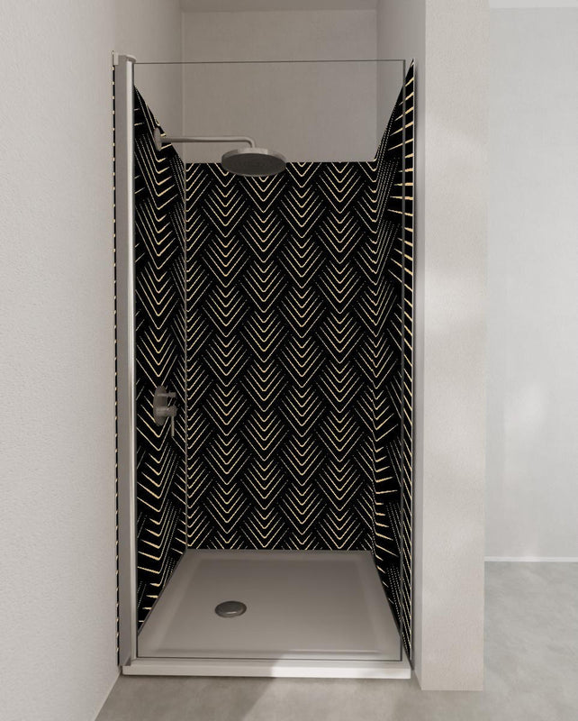 Duschrückwand - Modernes schwarzes V-Förmiges Linienmuster