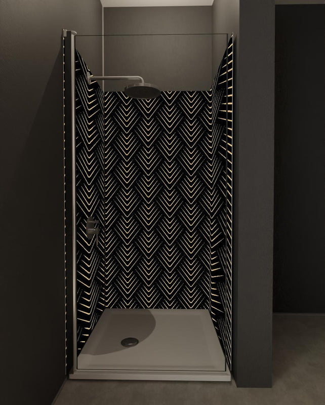 Duschrückwand - Modernes schwarzes V-Förmiges Linienmuster