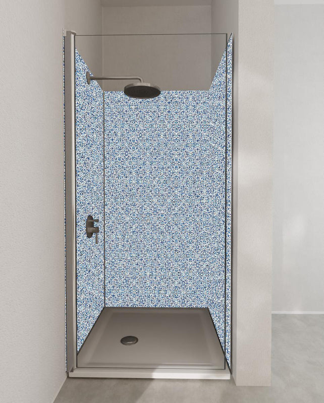 Duschrückwand - Modisches Stereogramm-Design in Blau