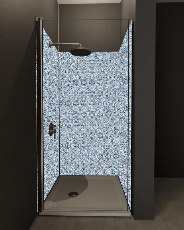 Duschrückwand - Modisches Stereogramm-Design in Blau