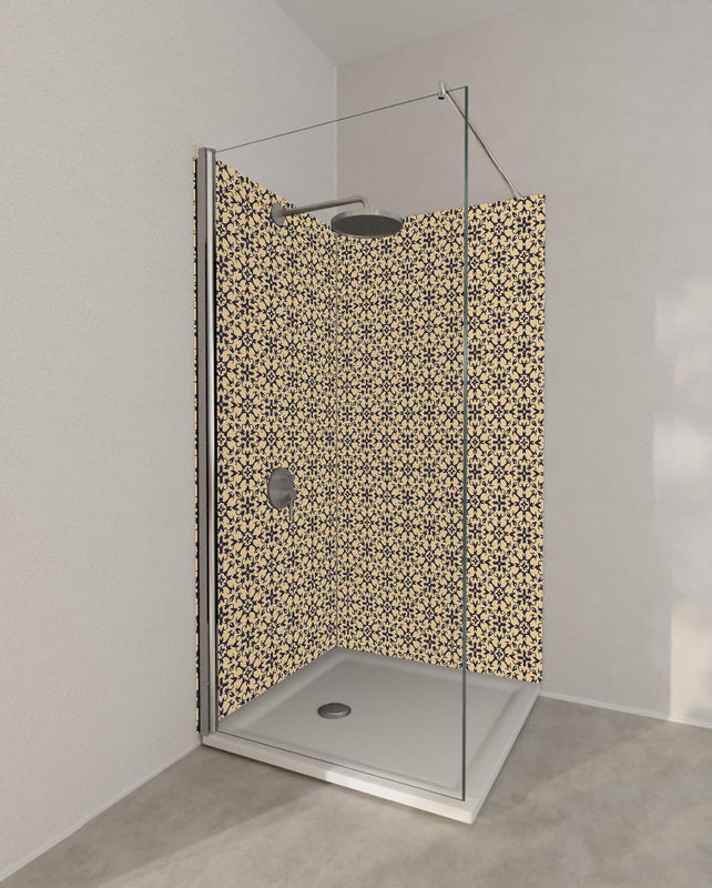 Duschrückwand - Nahtloses Beige-Vintage-Ornament Design